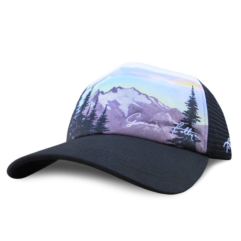 Grace Folly Foam Trucker Hat Snapback Mesh Baseball Cap for Men or Women (Mountain Print) - Image 1